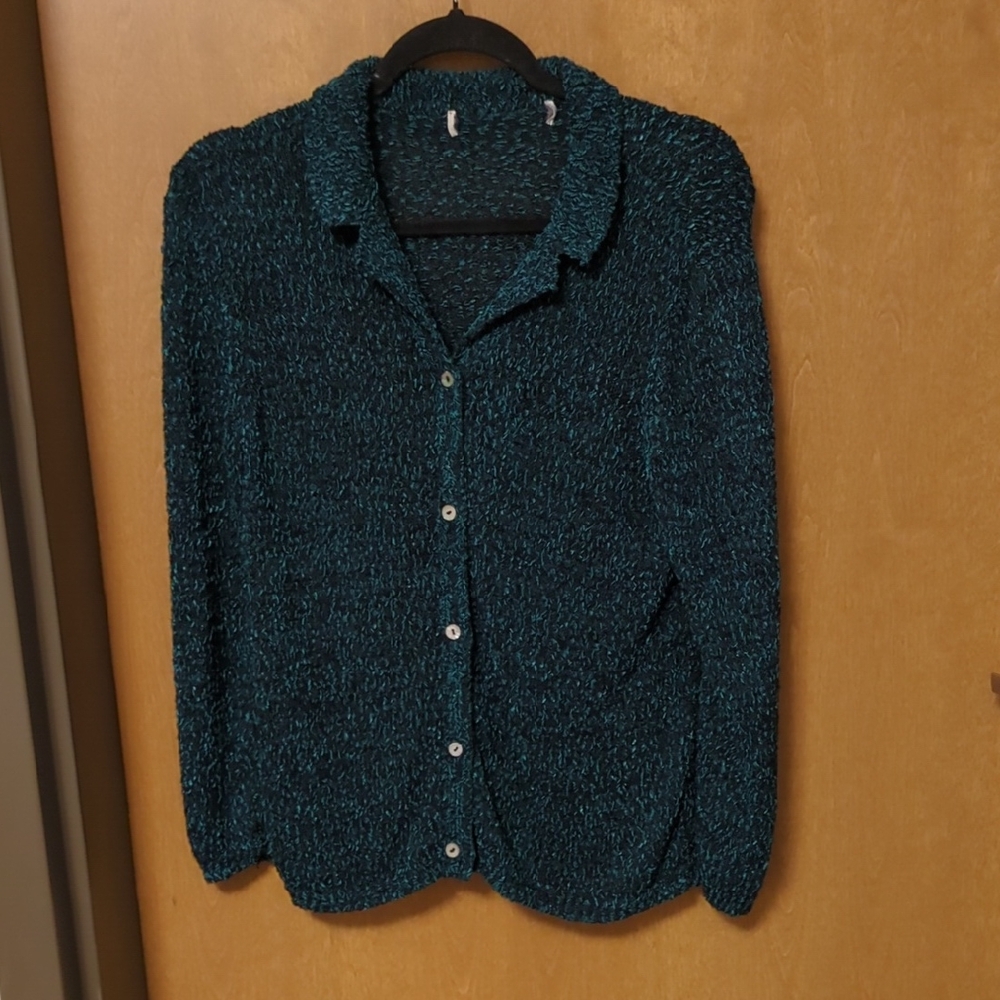 Handmade Unbranded Deep Green & Black Cardigan Sweater for All-Year Wear